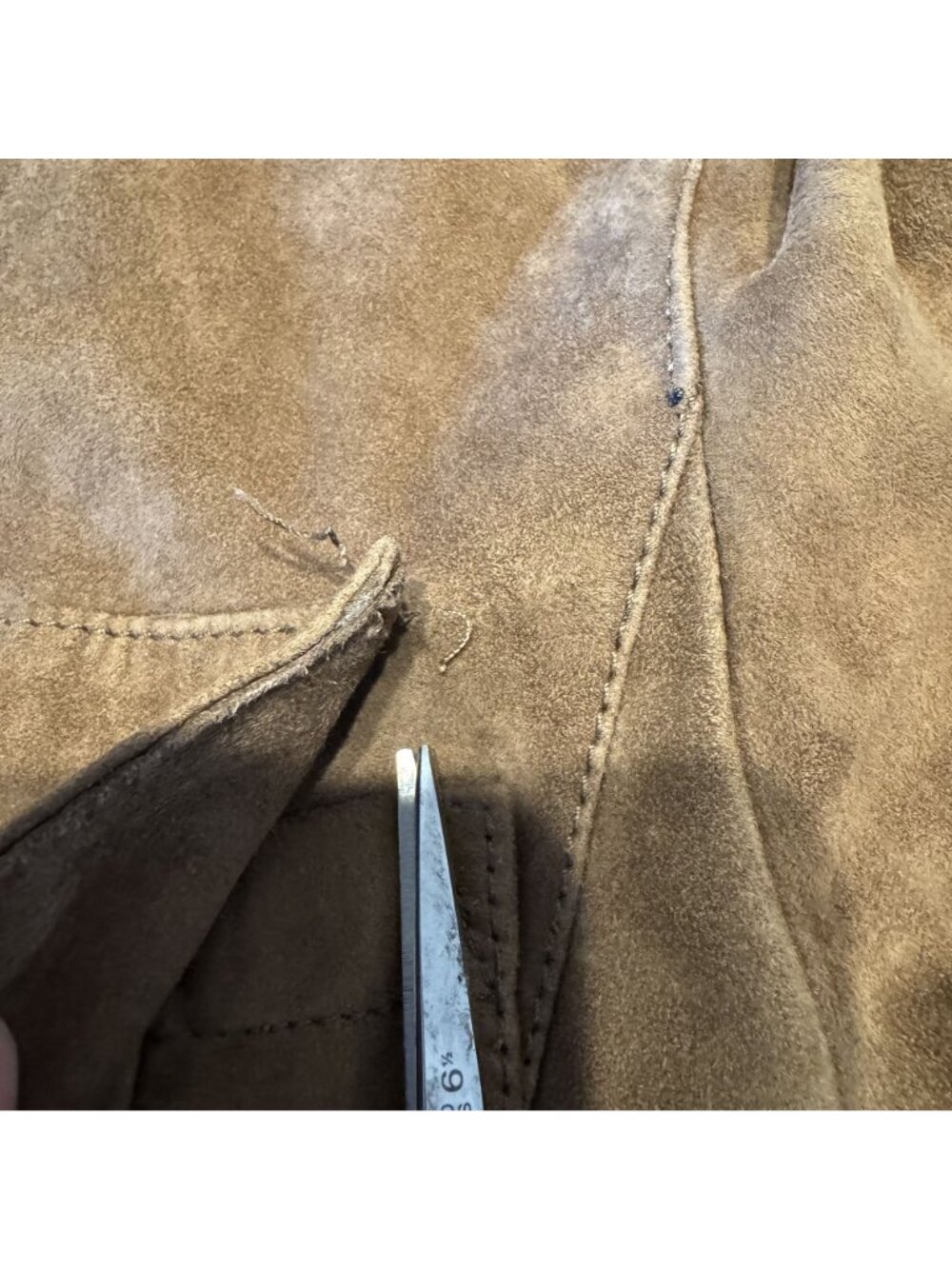 Rena Lange Jeans Brown Leather Suede Button Front Jacket Women's Size S/M - Picture 5 of 8
